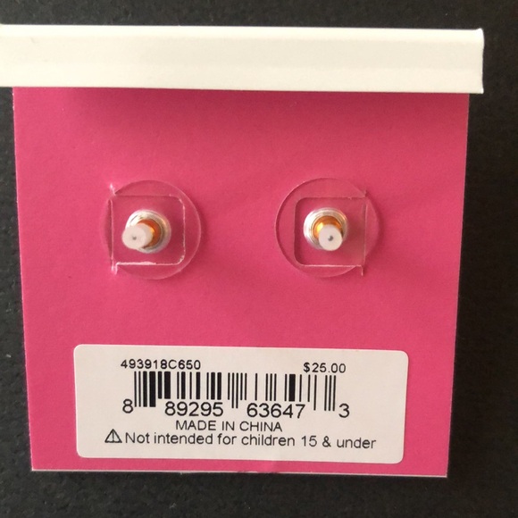 Betsey Johnson Pink Enamel Tropical Flower Stud Earrings Crystal Accent NWT - Picture 10 of 11